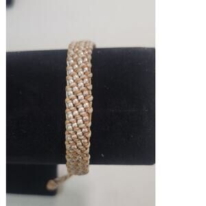 Serefina Anthropologie Beaded Bracelet Adjustable Beige Boho Cottage Core NWOT